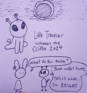 drawing of LT looking at an eclipse